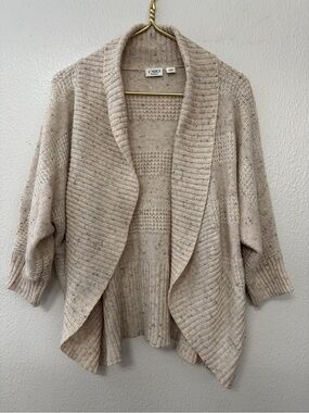 Cato Speckled Cream Open-Front Shawl Collar Cardigan 22/24W